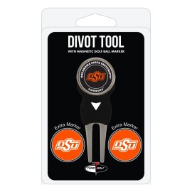 Team Golf NCAA Oklahoma State Cowboys Divot Tool with 3 Golf Ball Markers Pack, Markers are Removable Magnetic Double-Sided Enamel, Multi Team Color, One Size (24545)