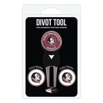 Team Golf NCAA Florida State Seminoles Divot Tool with 3 Golf Ball Markers Pack, Markers are Removable Magnetic Double-Sided Enamel, Multi Team Color, One Size (21045)