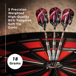 Viper Grim Reaper 80% Tungsten Soft Tip Darts with Storage/Travel Case, Medium Knurling, 18 Grams, Blue