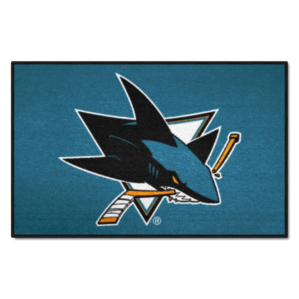 FANMATS 10667 San Jose Sharks Starter Mat Accent Rug - 19in. x 30in. | Sports Fan Home Decor Rug and Tailgating Mat