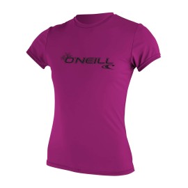 O'Neill Women's Basic Skins Upf 50+ Short Sleeve Sun Shirt, Fox Pink, Medium