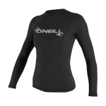 O'Neill UV Sun Protection Womens Basic Skins Long Sleeve Crew Sun Shirt Rash Guard, Black, Small