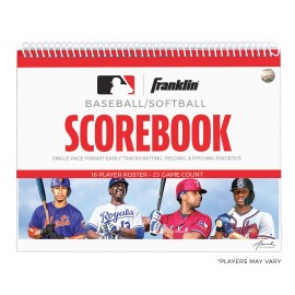Franklin Sports Baseball + Softball Scorebook - Score Keeping Book For Stats Coaching Official Scorekeeper 25 Game