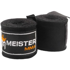 Meister Junior 108 Elastic Cotton Hand Wraps For Mma Boxing (Pair) - Black
