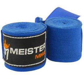 Meister Junior 108 Elastic Cotton Hand Wraps For Mma Boxing (Pair) - Blue