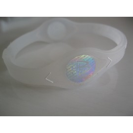 Power Balance Wristband Silicone Bracelet Medium Clear White w/White Letters