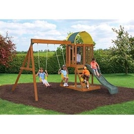 Kidkraft Andorra Cedar Wood Swing Set / Playset F24140, Gift For Ages 3-10