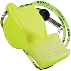 Fox 40 Classic CMG Safety Whistle with Breakaway Lanyard Neon