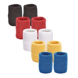 Unique Sports Multi Color Pack Sports Wristbands for Basketball Leagues, 5 pair of Wristbands per pack