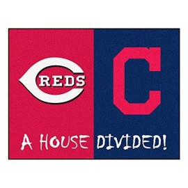 Fanmats 12251 Cincinnati Reds/Cleveland Indians House Nylon Divided Rug