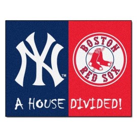 Fanmats 12252 New York Yankees/Boston Red Sox House Nylon Divided Rug