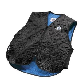 Hyperkewl 6529-Bk-L Light Weight Evaporative Cooling Sport V-Neck Vest With Zipper Closure Quilted Nylon Outer With Hyperkewl Fabric Black Large