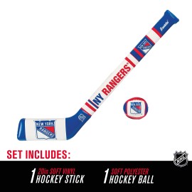 Franklin Sports NHL New York Rangers Mini Soft Hockey Stick Set - NHL Team Soft Foam Mini Hockey Stick and Ball Set - Great Toy for Kids, Multi, One Size (6520F20)