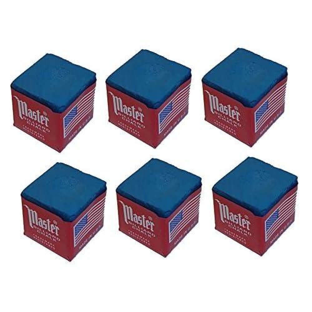 Master Set Of 6 Blue Billiard Pool Cue Chalk