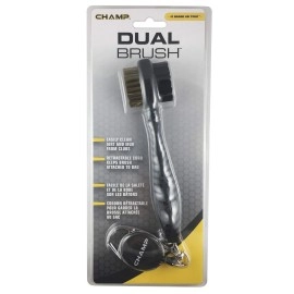 Champ Proactive Sports Dual-Bristle Club Brush with Retractable Cord, Black