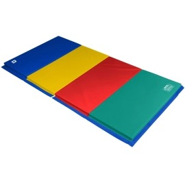 We Sell Mats 4 ft x 8 ft x 2 in Gymnastics Mat, Folding Tumbling Mat, Portable with Hook & Loop Fasteners, Multicolor