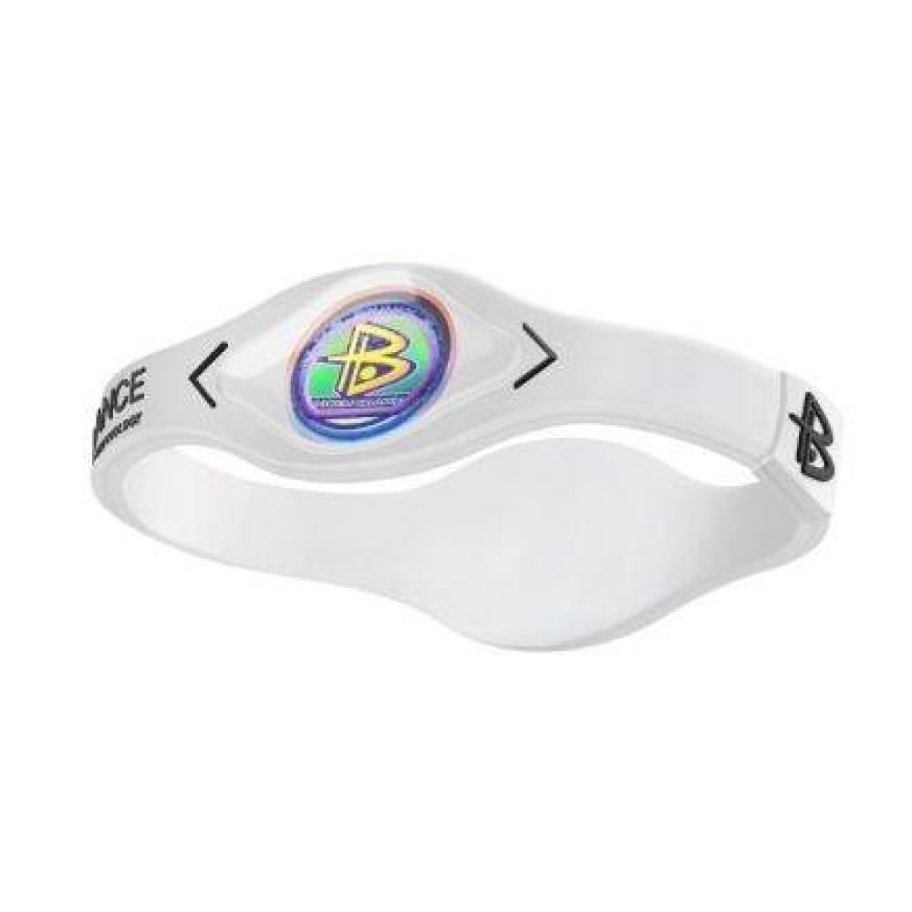 Power Balance Wristband Balance Bracelet 100% Surgical Grade Silicone (White/Black lettering) size Medium