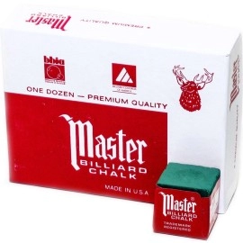 Master Billiard/Pool Cue Chalk Box, 12 Cubes, Spruce