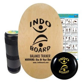 INDO BOARD Original Training Package - Natural Finish - Balance Board for Fitness Training and Fun - Comes with 30