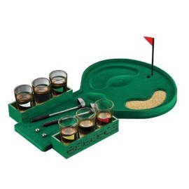 Ckb Products Golf Drinking Game - Complete Set With 6 Shot Glasses - Green - 2 Mini Putters 2 Balls Flag - Real Sand Pit - Safety Tested - Gift Boxed - 9 34 A 12 58 A 1 78