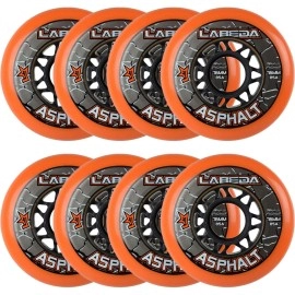 8 Labeda Gripper Asphalt Outdoor Roller Hockey Wheels - Orange 80mm