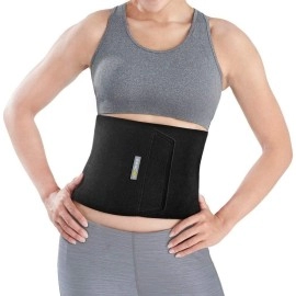 Bracoo Waist Trimmer Wrap, Sweat Sauna Slim Belly Belt for Men and Women - Abdominal Waist Trainer, Weight Less, Increased Core Stability, Metabolic Rate, SE20