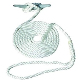 Invincible Marine 20-Foot Hand Spliced Nylon Dock Line, 3/8-Inches By 20-Feet, White