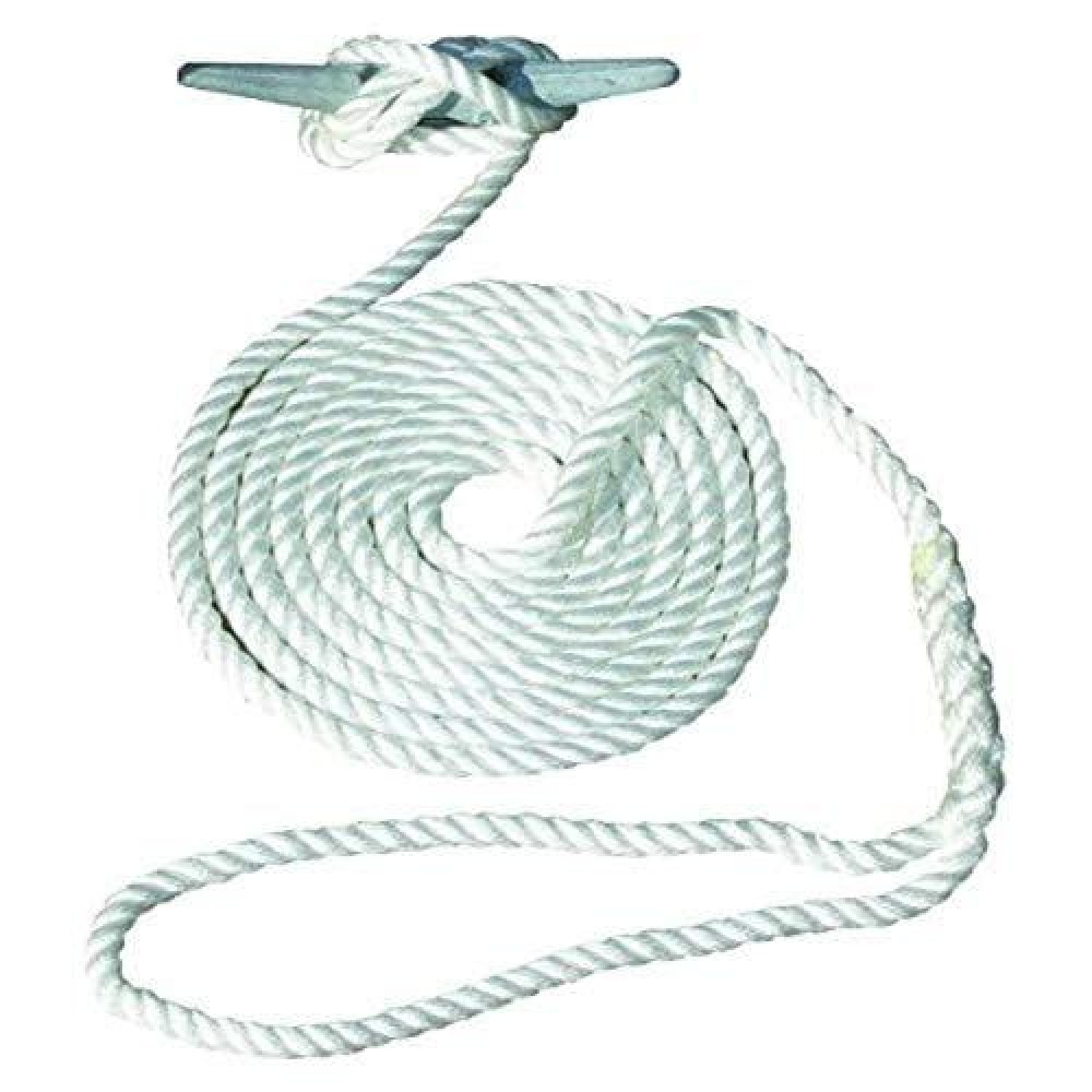 Invincible Marine 20-Foot Hand Spliced Nylon Dock Line, 1/2-Inches By 20-Feet, White