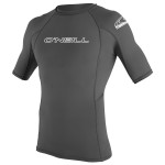 O'Neill Wetsuits Men's Basic Skins UPF 50+ Short Sleeve Rash Guard, Graphite, Small