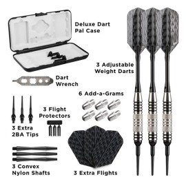 Viper Bobcat Adjustable Weight Soft Tip Darts with Storage/Travel Case: Nickel Silver Plated, Black Rings, 16-19 Grams