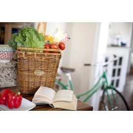 Nantucket Bicycle Basket Co. Cisco Pannier Basket with Hooks, Honey