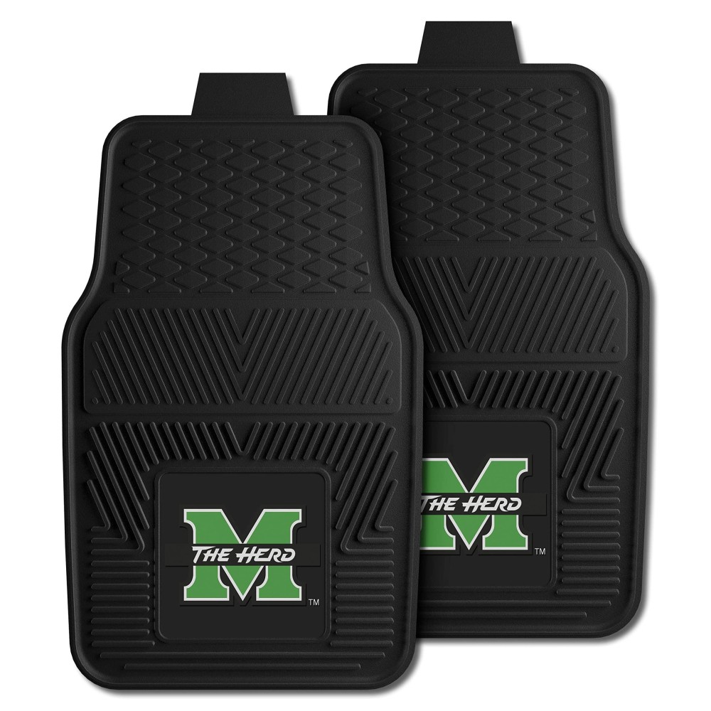 FANMATS 12823 Marshall Thundering Herd 2-Piece Heavy Duty Vinyl Car Mat Set, Front Row Floor Mats, All Weather Protection, Universal Fit, Deep Resevoir Design