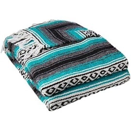 Yogadirect Deluxe Mexican Yoga Blanket, Turqoise, 76-Inch X 57-Inch