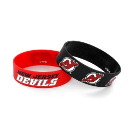NHL New Jersey Devils Silicone Rubber Bracelet, 2-Pack