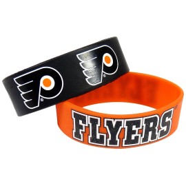 NHL Philadelphia Flyers Silicone Rubber Bracelet, 2-Pack