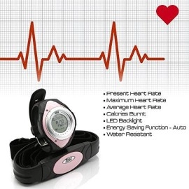 Pyle Fitness Heart Rate Monitor - Healthy Wristband Sports Pedometer Activity Fitness Tracker Steps Counter Stop Watch Alarm Water Resistant Calorie Counter Target Zones - Phrm38Pn (Pink)