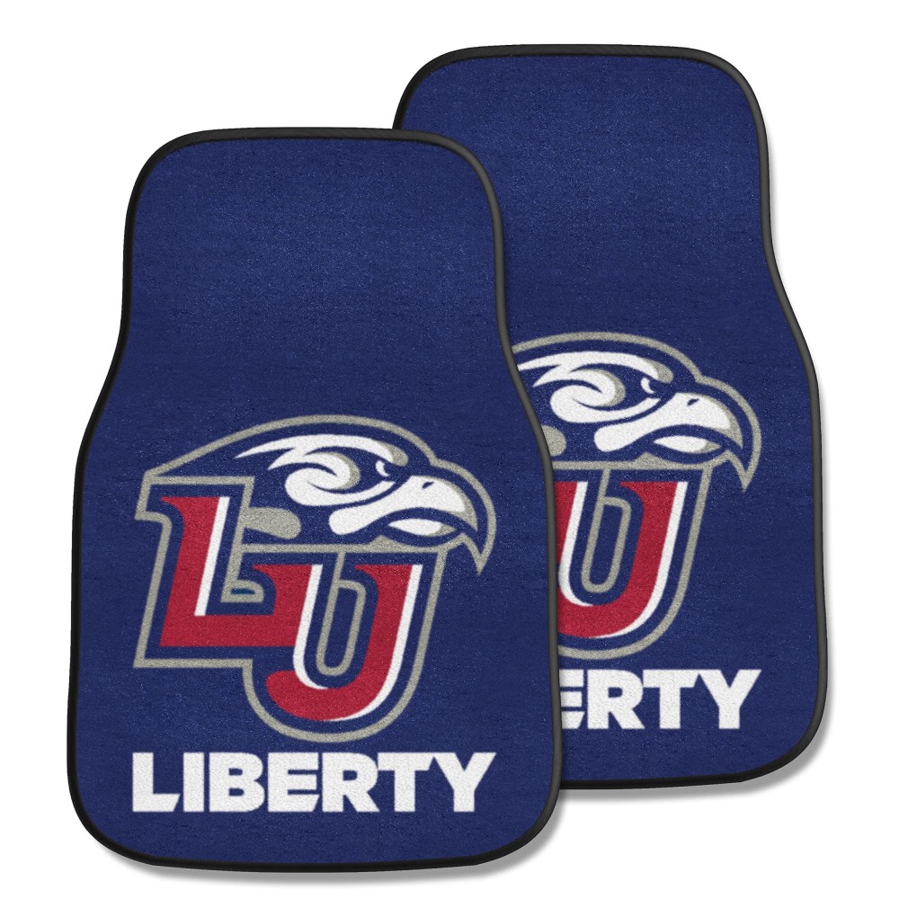 FANMATS NCAA Liberty University Flames Nylon Face 2-pc Carpet Car Mat , 18