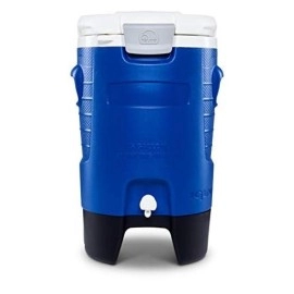 Igloo 5 Gallon Wheeled Portable Sports Cooler Water Beverage Dispenser With Flat Seat Lid, Blue, Model Number: 42256