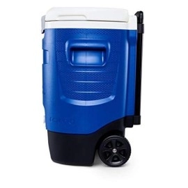 Igloo 5 Gallon Wheeled Portable Sports Cooler Water Beverage Dispenser With Flat Seat Lid, Blue, Model Number: 42256