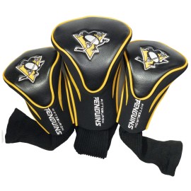 Team Golf NHL Pittsburgh Penguins Contour Golf Club Headcovers (3 Count), Numbered 1, 3, & X, Fits Oversized Drivers, Utility, Rescue & Fairway Clubs, Velour lined for Extra Club Protection