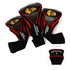 TEAM GOLF NHL Chicago Blackhawks Contour Golf Club Headcovers (3 Count), Numbered 1, 3, & X, Fits Oversized Drivers, Utility, Rescue & Fairway Clubs, Velour lined for Extra Club Protection, multi team color, one size (13594)