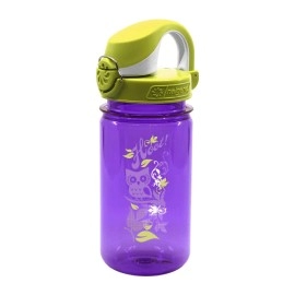 Nalgene Kids On The Fly Water Bottle, Leak Proof, Durable, BPA and BPS Free, Carabiner Friendly, Reusable and Sustainable, 12 Ounces, Purple Hoot