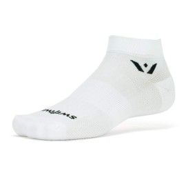Swiftwick- ASPIRE ONE Running & Cycling Socks for Men & Women, Firm Compression Fit Ankle Socks (White, X-Large)