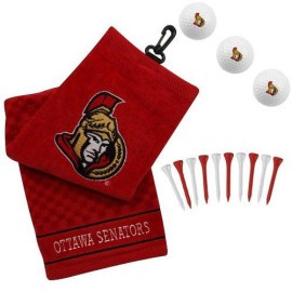 Nhl Ottawa Senators Embroidered Golf Towel Golf Balls & Multicolored Tees Gift Set