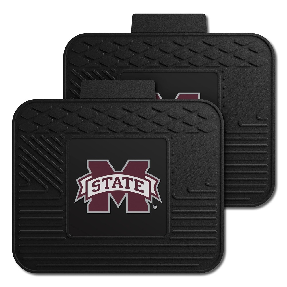 FANMATS 12426 NCAA Mississippi State Bulldogs Back Row Utility Car Mats - 2 Piece Set, 14in. x 17in., All Weather Protection, Universal Fit, Deep Resevoir Design, Molded Team Logo