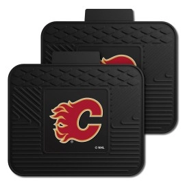 FANMATS 12417 NHL Calgary Flames Back Row Utility Car Mats - 2 Piece Set, 14in. x 17in., All Weather Protection, Universal Fit, Deep Resevoir Design, Molded Team Logo