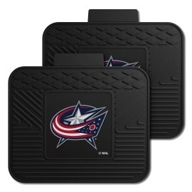FANMATS 12414 NHL Columbus Blue Jackets Back Row Utility Car Mats - 2 Piece Set, 14in. x 17in., All Weather Protection, Universal Fit, Deep Resevoir Design, Molded Team Logo