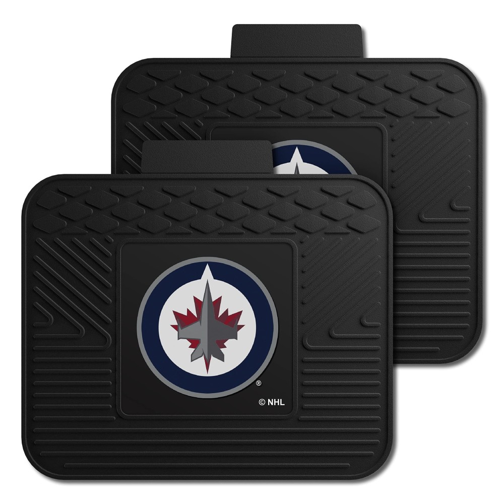 FANMATS 12409 NHL Winnipeg Jets Back Row Utility Car Mats - 2 Piece Set, 14in. x 17in., All Weather Protection, Universal Fit, Deep Resevoir Design, Molded Team Logo