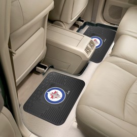 FANMATS 12409 NHL Winnipeg Jets Back Row Utility Car Mats - 2 Piece Set, 14in. x 17in., All Weather Protection, Universal Fit, Deep Resevoir Design, Molded Team Logo