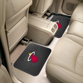 FANMATS 12377 NBA Miami Heat Back Row Utility Car Mats - 2 Piece Set, 14in. x 17in., All Weather Protection, Universal Fit, Deep Resevoir Design, Molded Team Logo